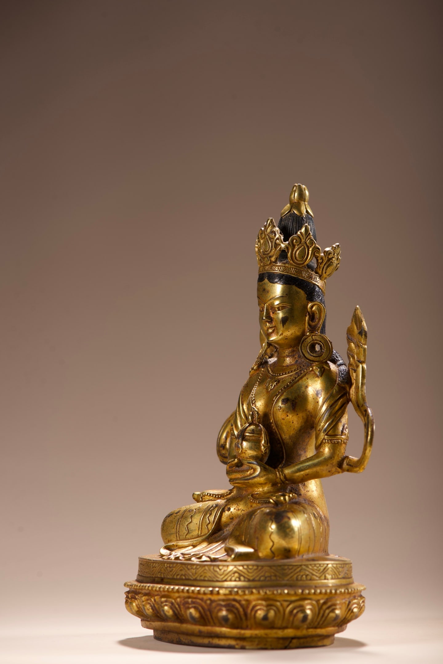 Old Gilt Gold Bronze Buddha Statue - 8