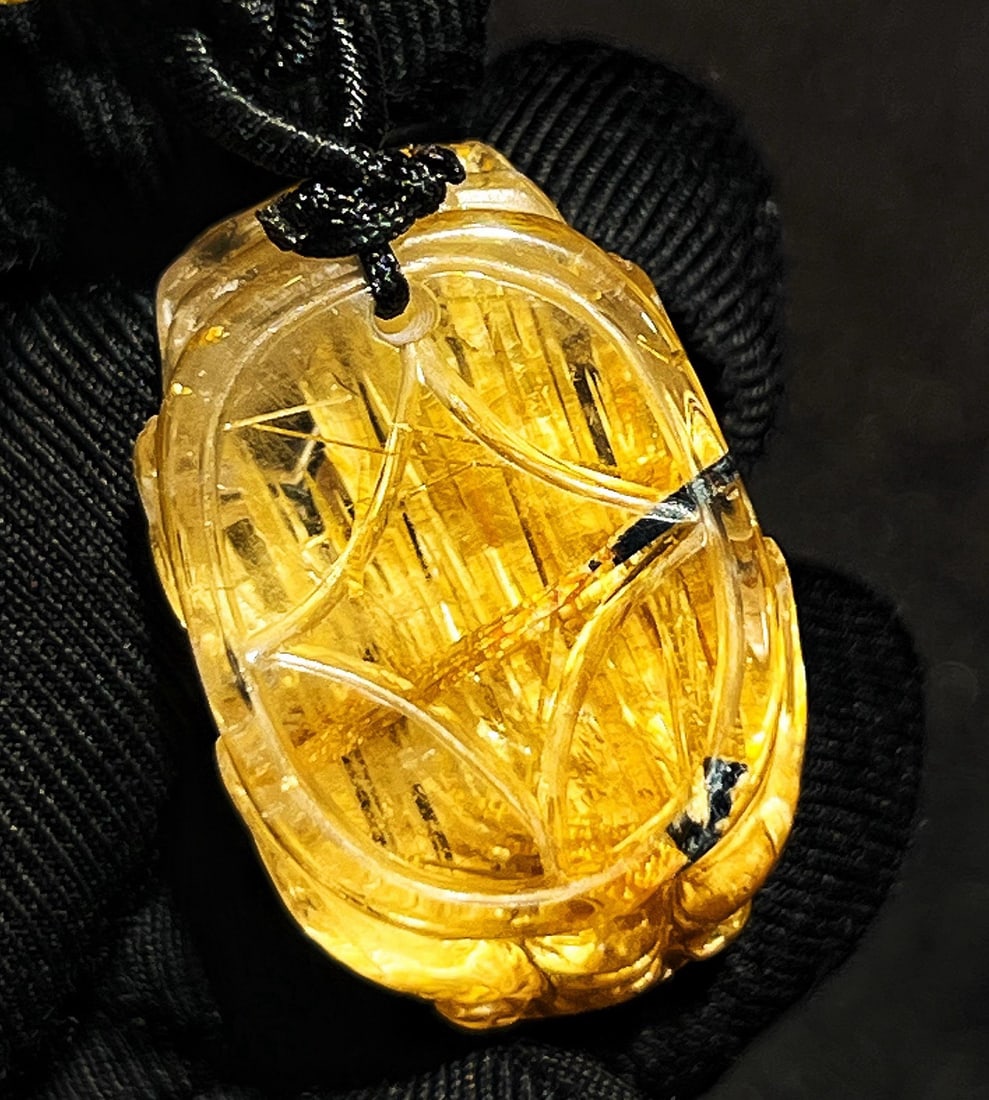 Natural Rutilated Quartz Hand Carved Pixiu Pendant - 6