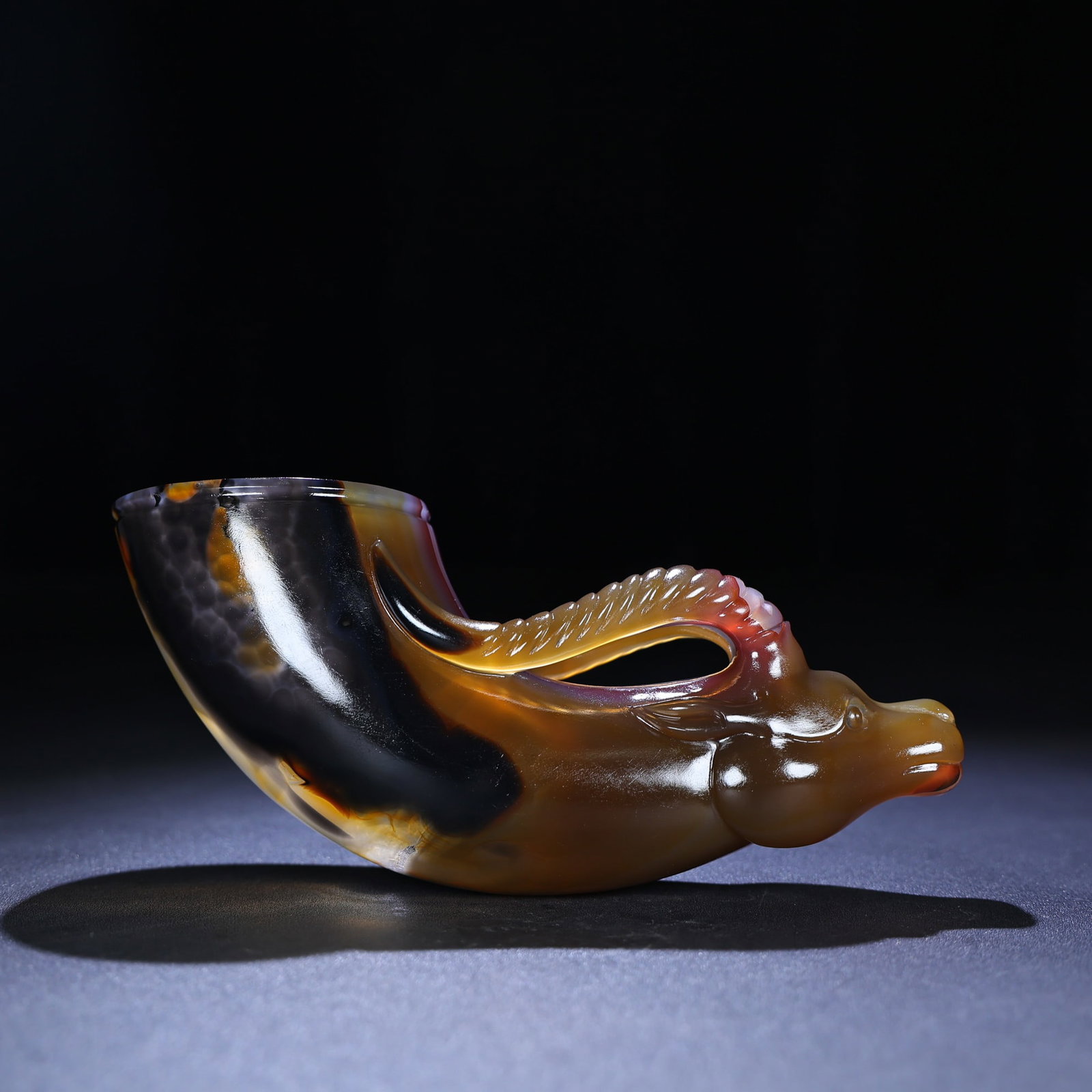 Vintage Agate Hand Carved Sheep Head Cup Statue - 4