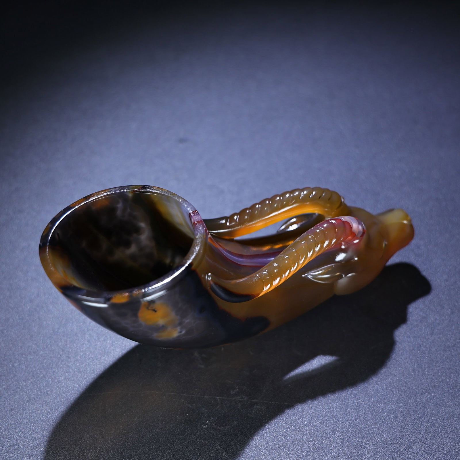 Vintage Agate Hand Carved Sheep Head Cup Statue - 9