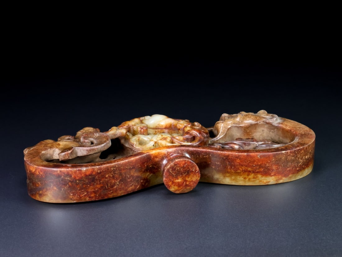 Old Hetian Jade Four Mythology Beast Belt Buckle Statue - 9