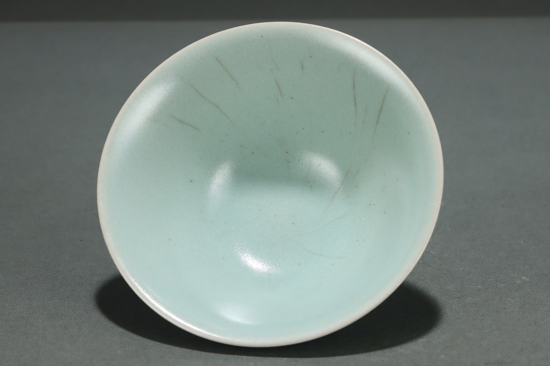 Chinese Ru Kiln Sky Blue Glaze Porcelain Bowl w Box - 6