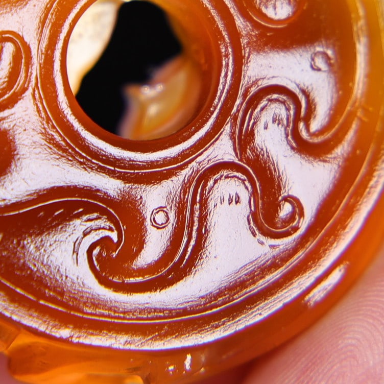 Oragon Agate Hand Carved Dragon Phoenix Bi Pendant - 3