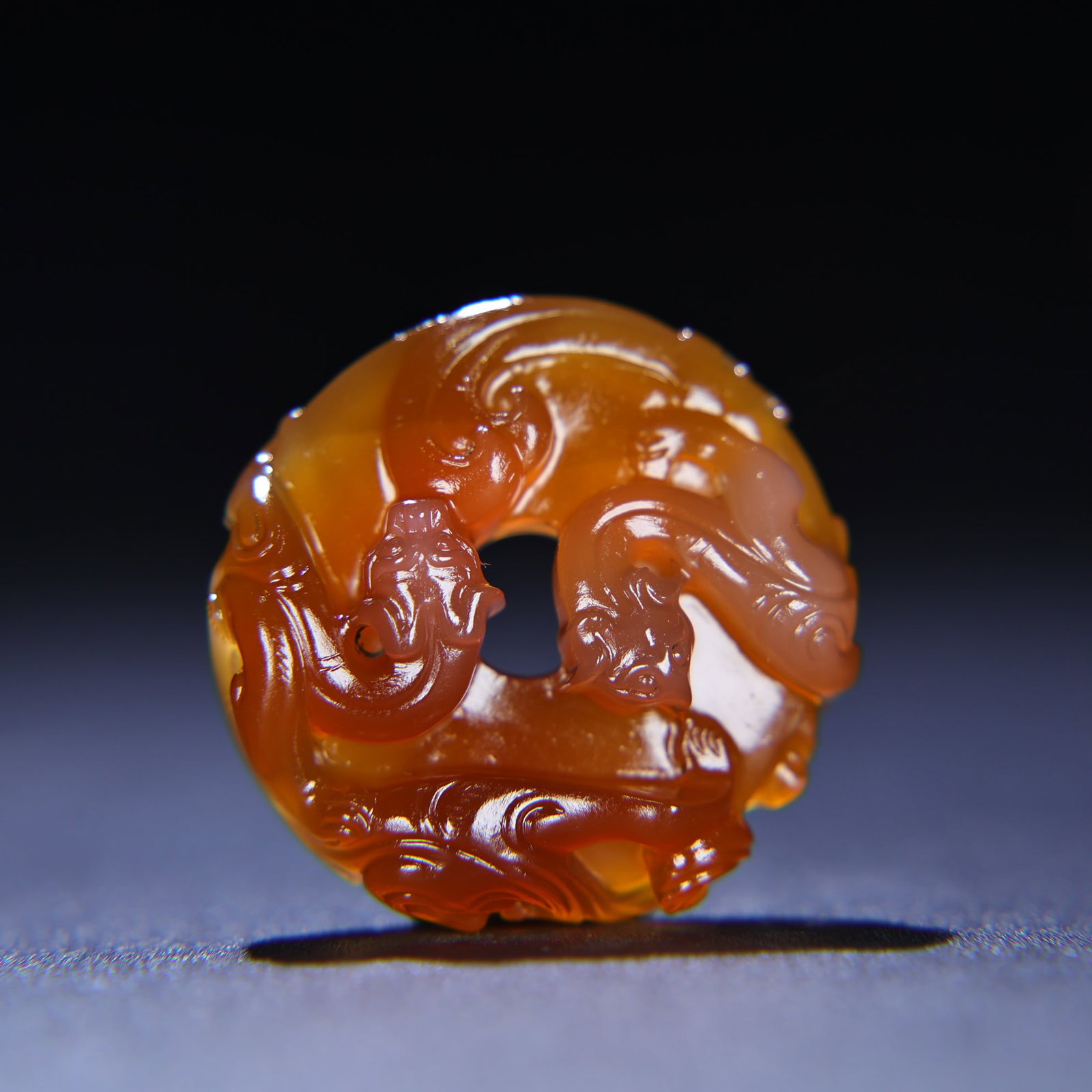 Oragon Agate Hand Carved Dragon Phoenix Bi Pendant - 4
