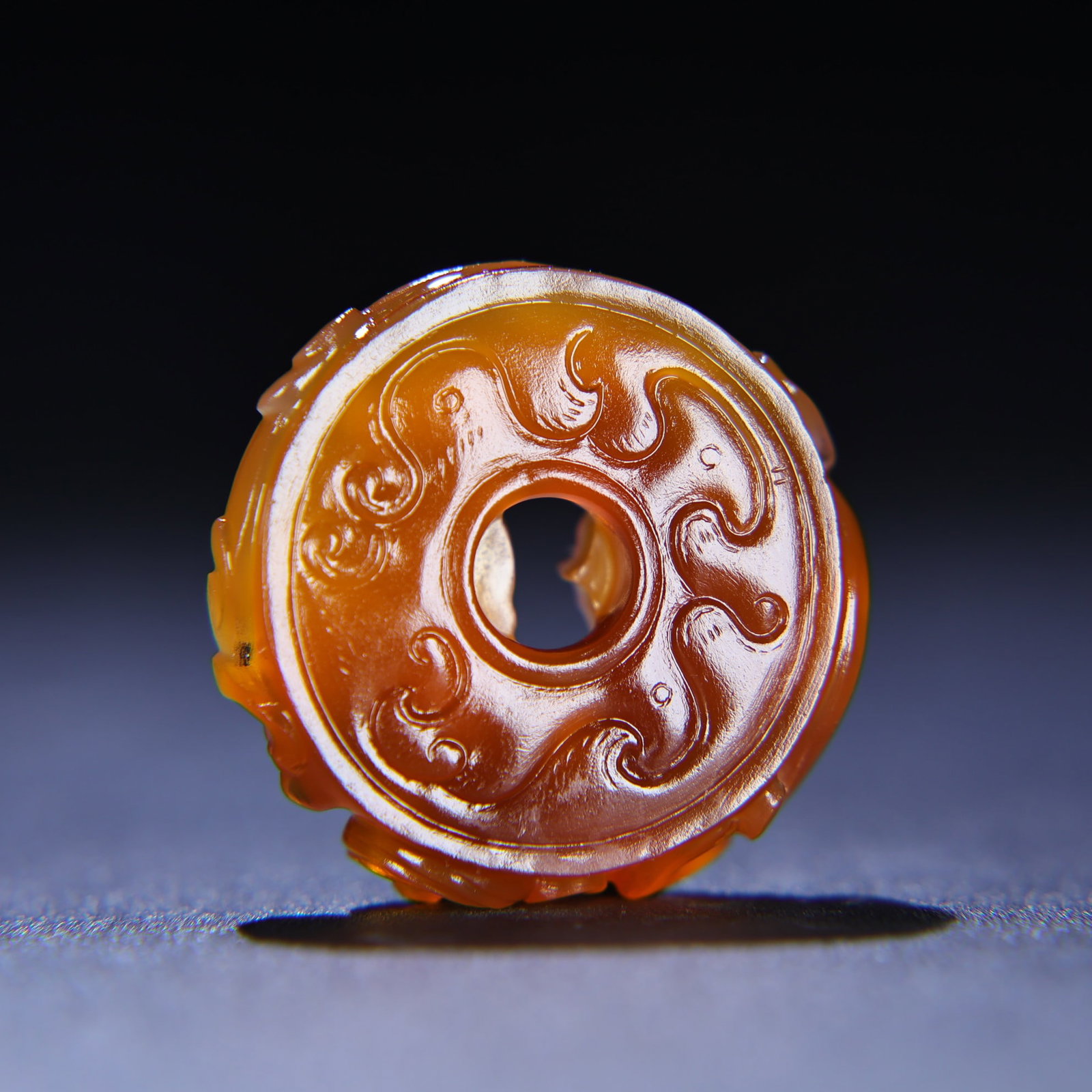 Oragon Agate Hand Carved Dragon Phoenix Bi Pendant - 9