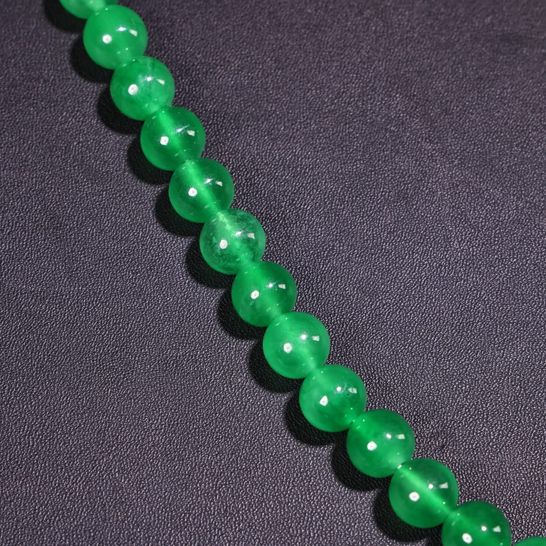 12mm Natural Green Jadeite Beads Necklace - 4