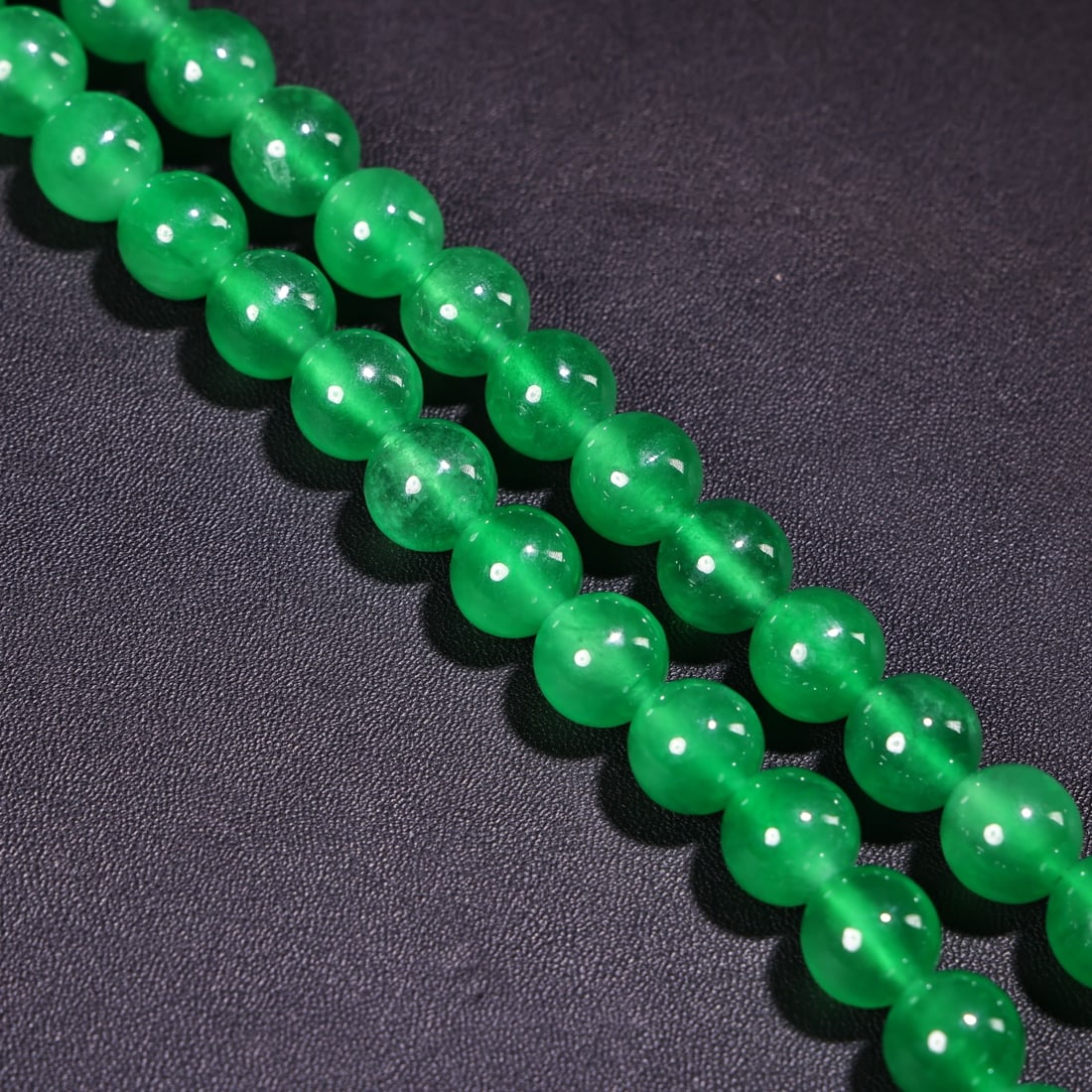 12mm Natural Green Jadeite Beads Necklace - 5