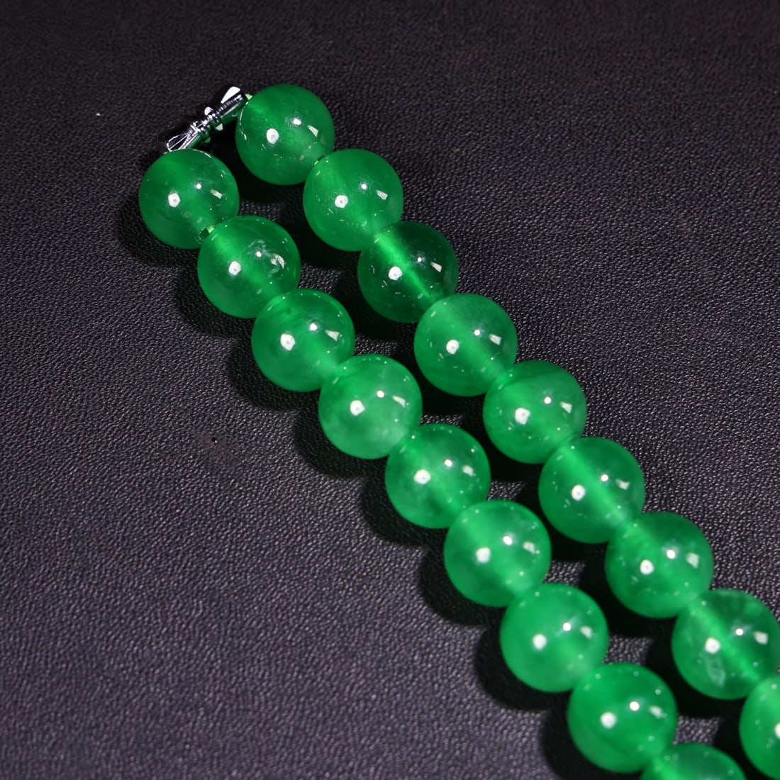 12mm Natural Green Jadeite Beads Necklace - 6