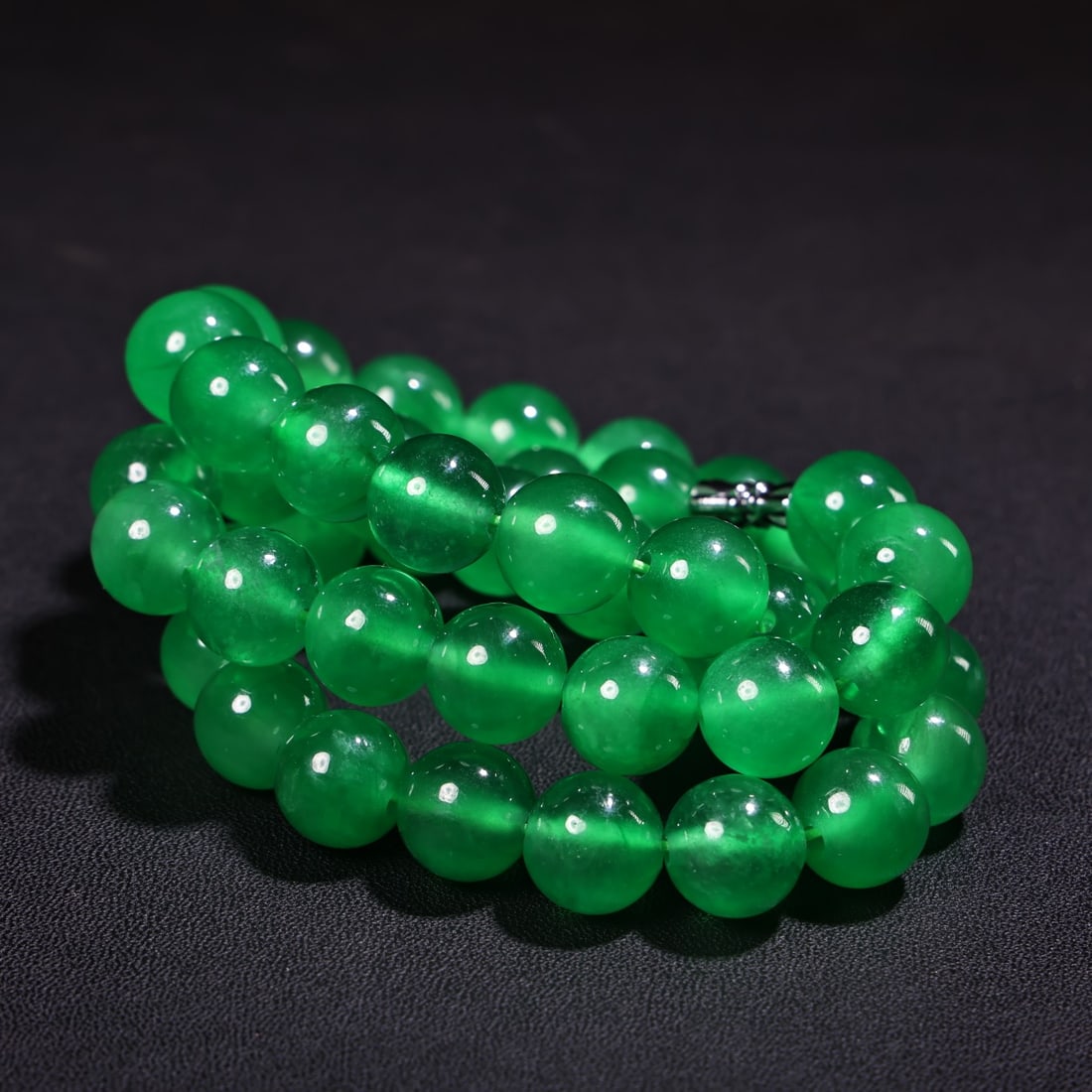 12mm Natural Green Jadeite Beads Necklace - 7