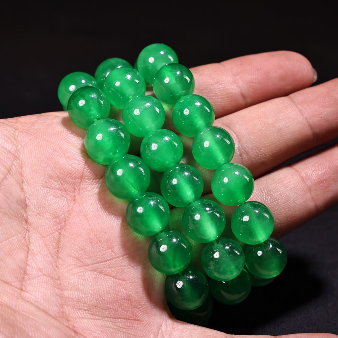 12mm Natural Green Jadeite Beads Necklace - 8