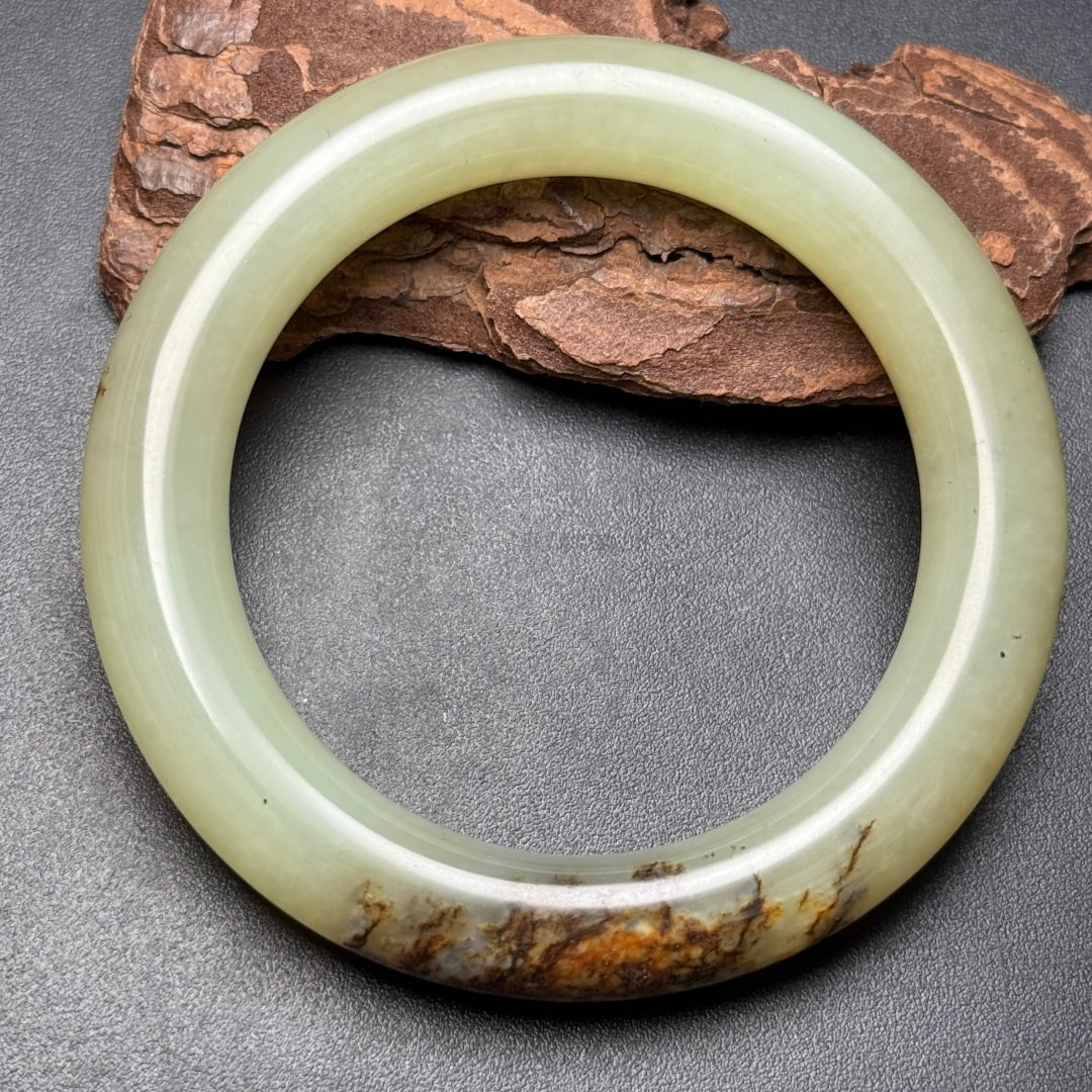 Natural Hetian Jade Bracelet Bangle 58mm ID - 2