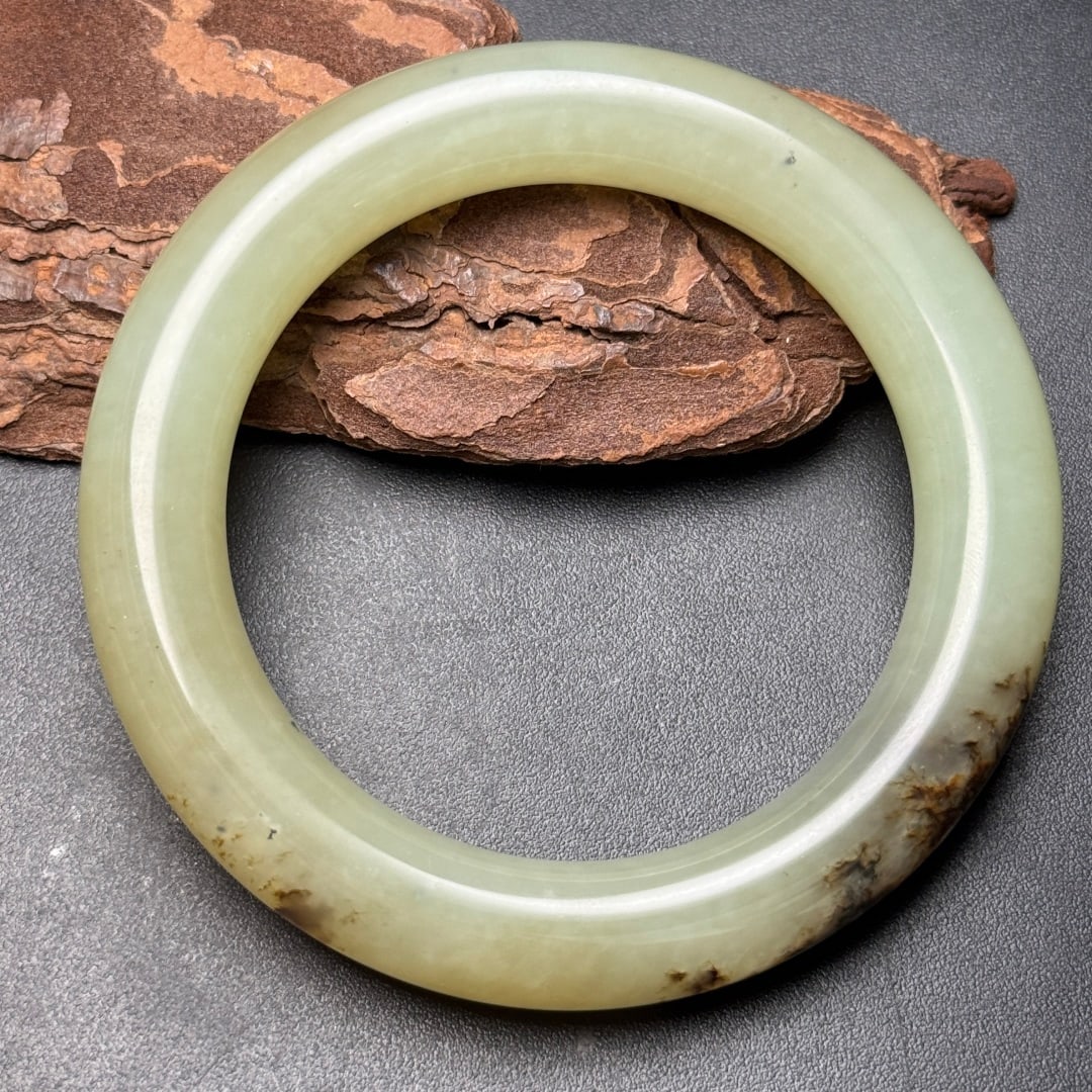 Natural Hetian Jade Bracelet Bangle 58mm ID - 3