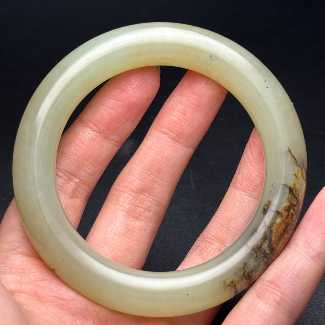 Natural Hetian Jade Bracelet Bangle 58mm ID - 8