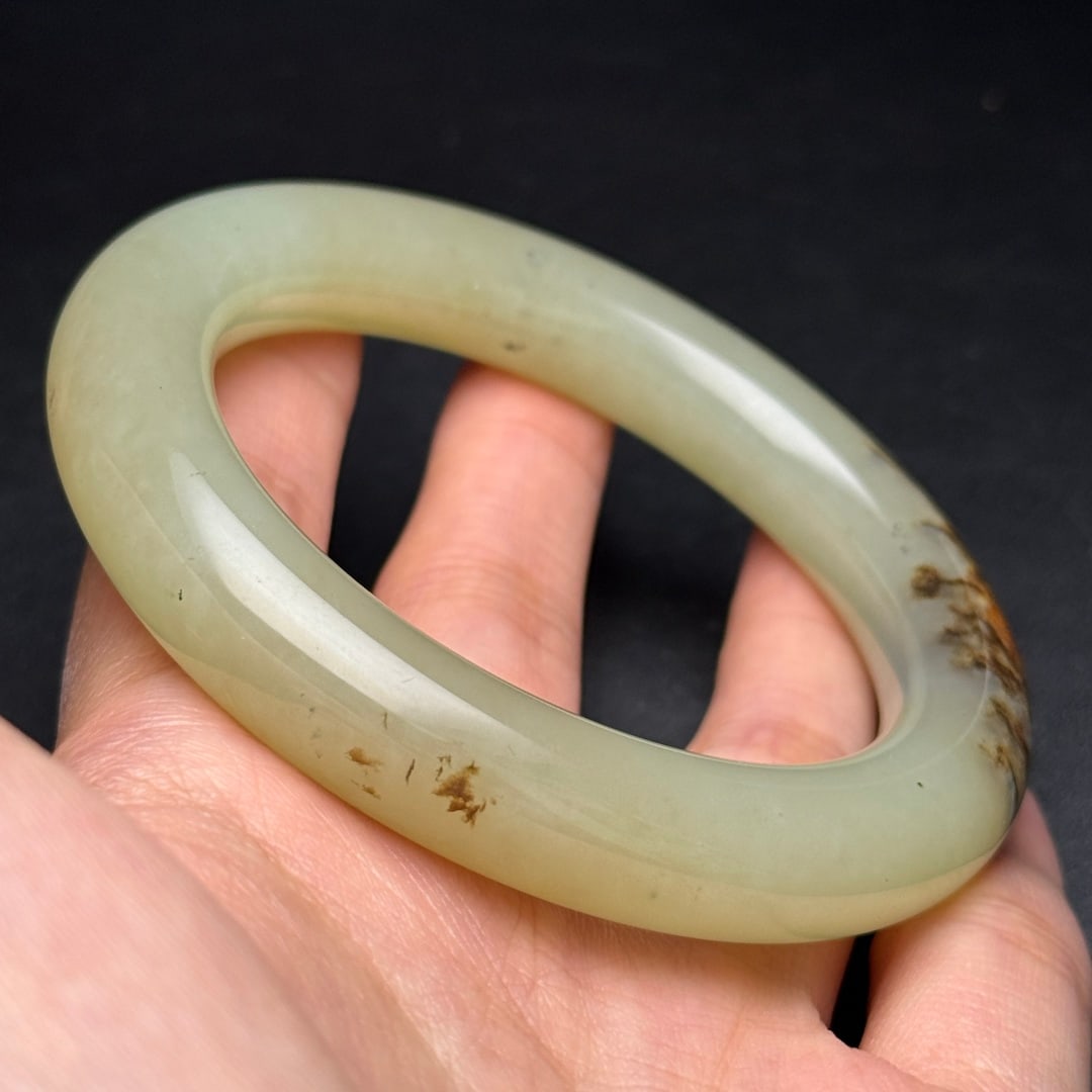 Natural Hetian Jade Bracelet Bangle 58mm ID - 9