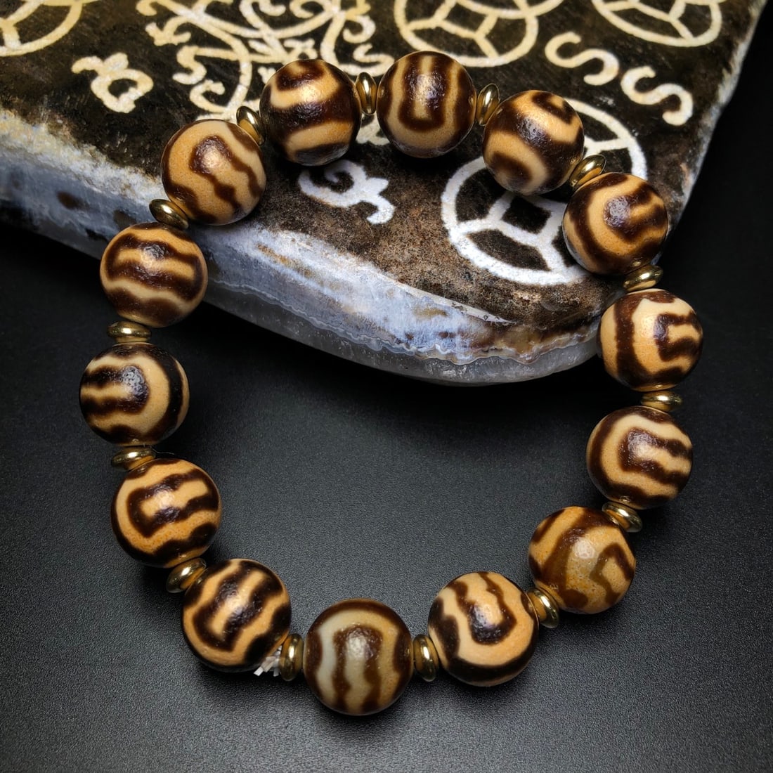 Old Tibetan DZI Agate Bracelet - 2
