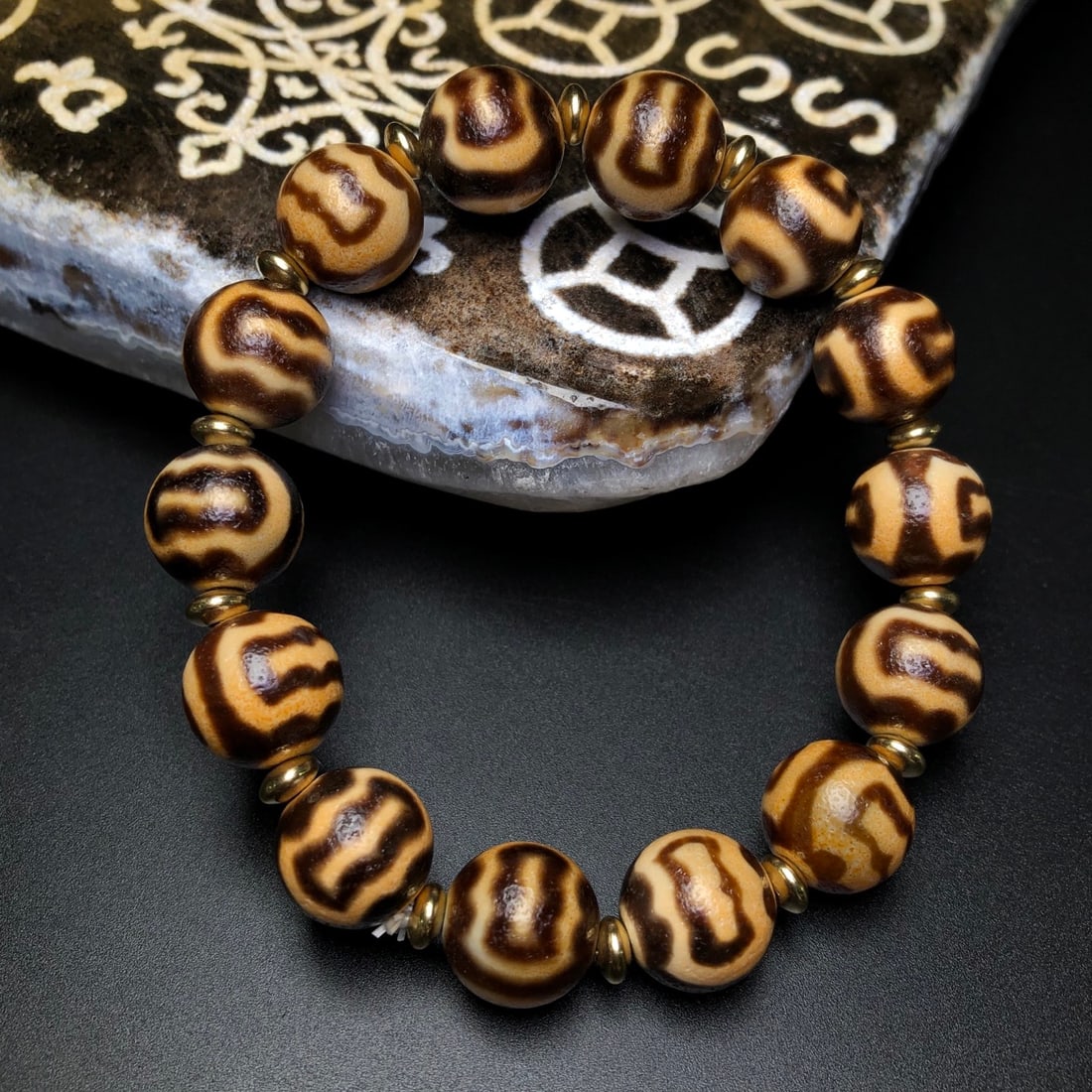 Old Tibetan DZI Agate Bracelet - 4