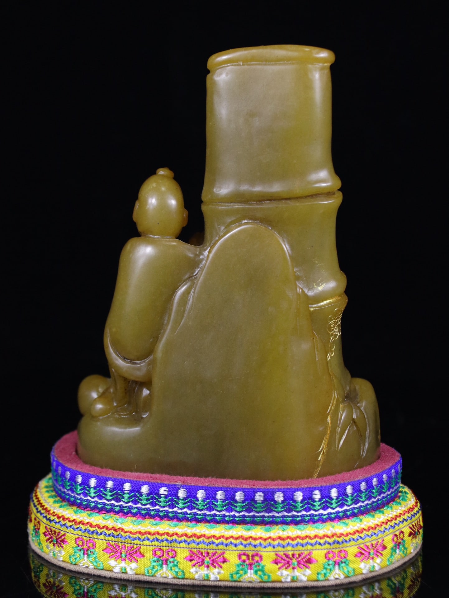 Shoushan Soapstone Hand-Carved Seal/Stamp Bamboo Kids - 4