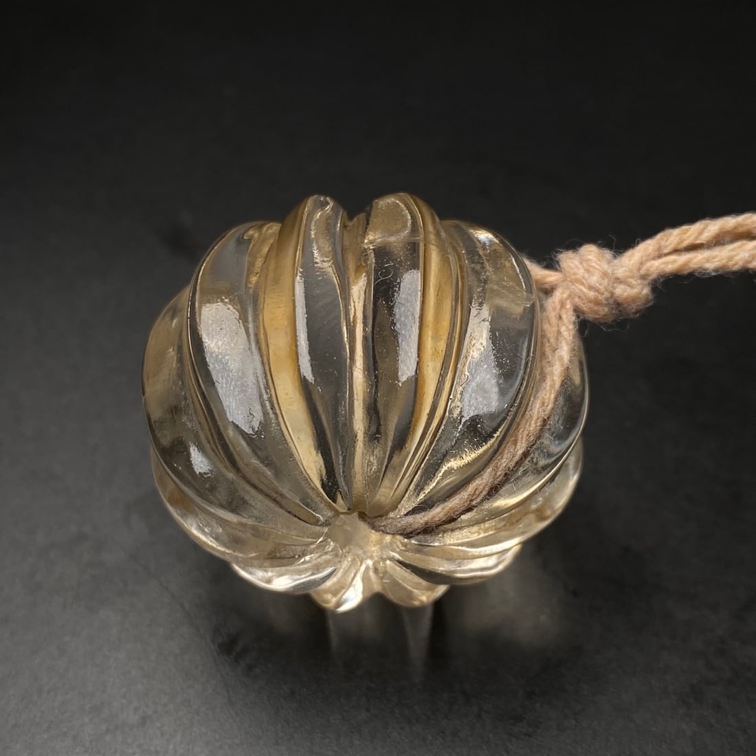 Old White Crystal pumpkin Beads Pendant - 4