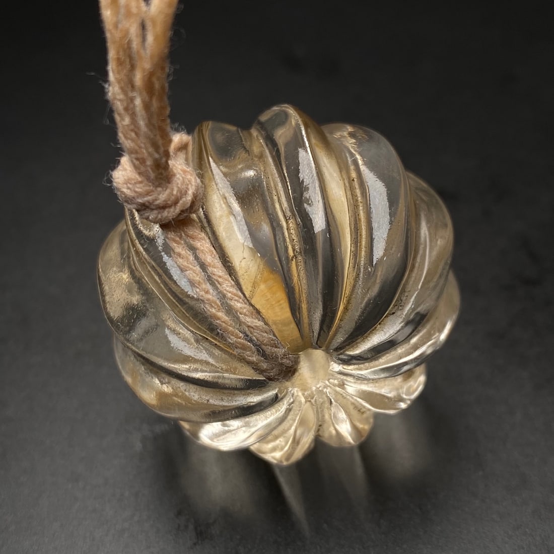 Old White Crystal pumpkin Beads Pendant - 7