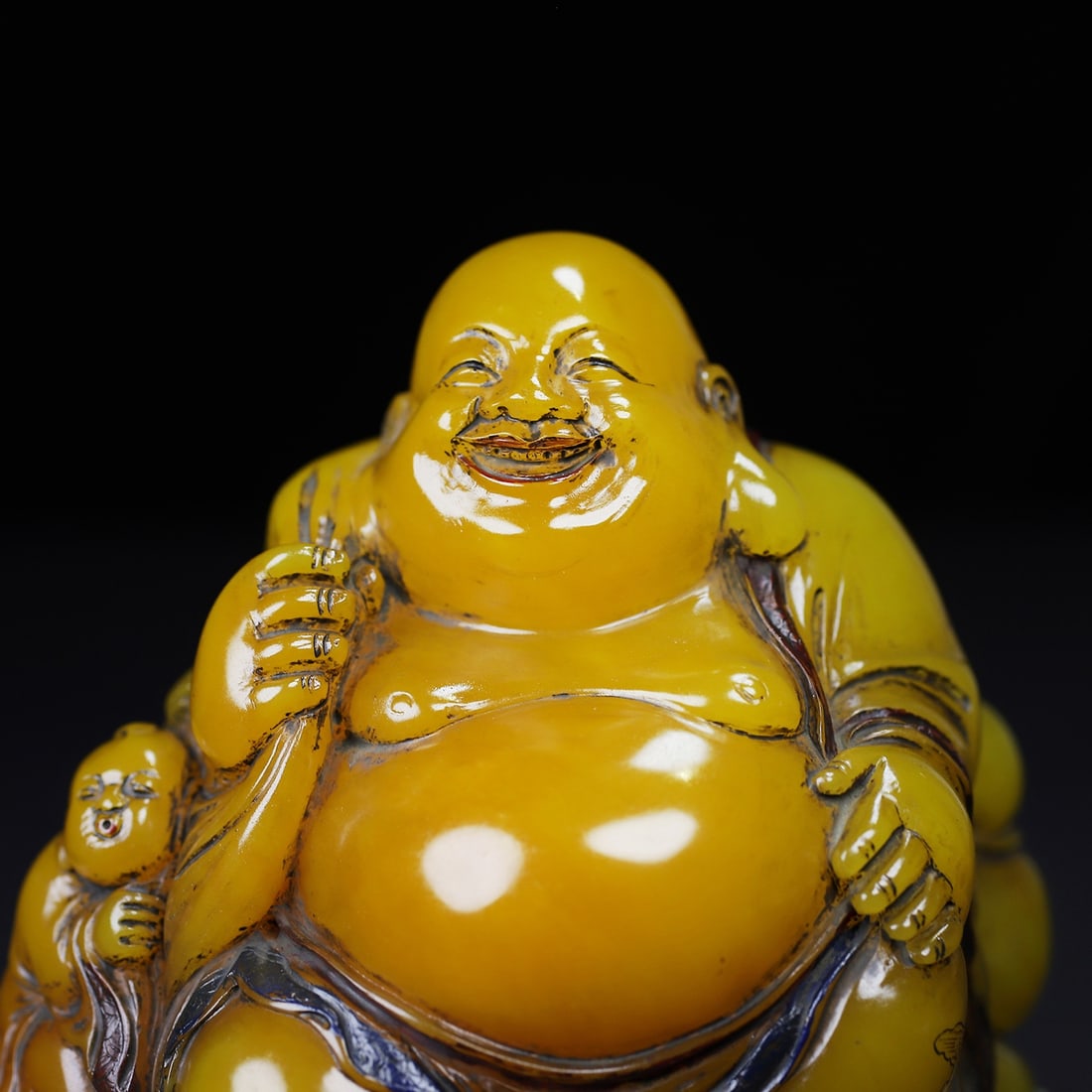 Vintage Shoushan Soapstone Hand-Carved Statue Laughing Buddha - 2