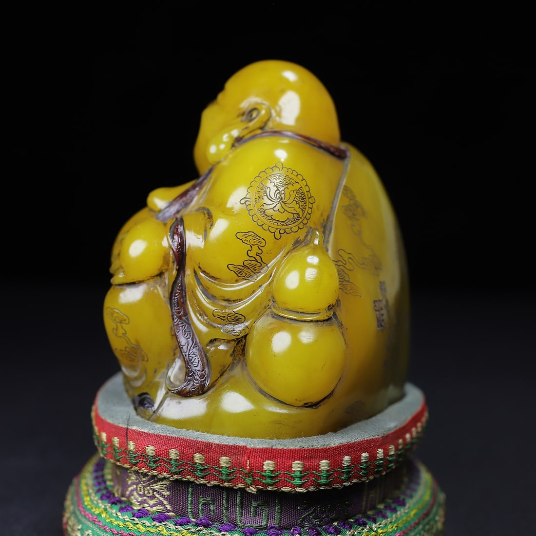 Vintage Shoushan Soapstone Hand-Carved Statue Laughing Buddha - 6