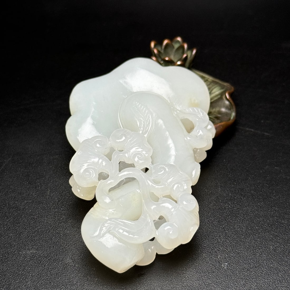 Natural Hetian Jade Carved Ruyi Statue Pendant - 6