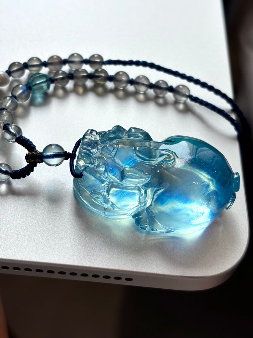 Beautiful Natural Aquamarine Pixiu Pendant - 2