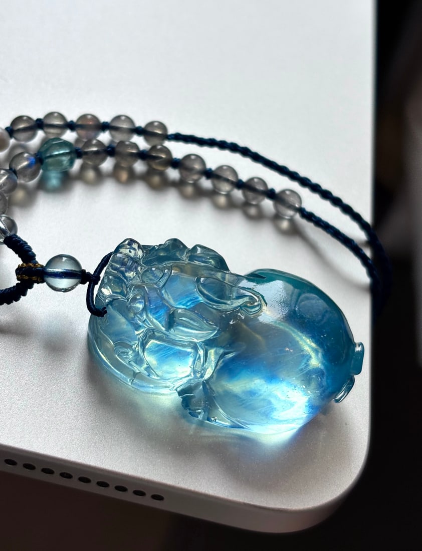 Beautiful Natural Aquamarine Pixiu Pendant - 3