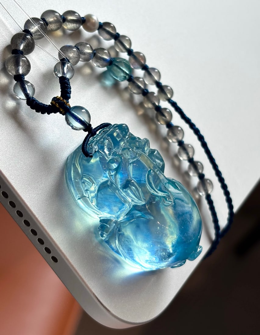 Beautiful Natural Aquamarine Pixiu Pendant - 5