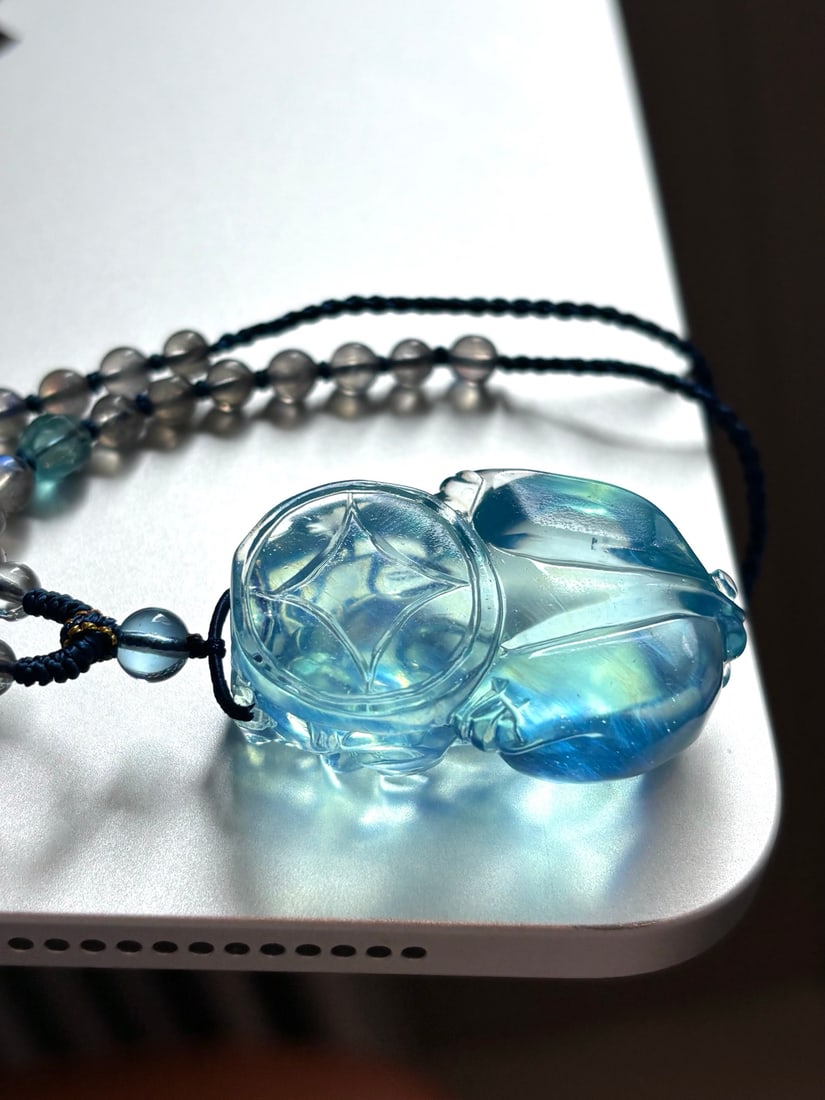 Beautiful Natural Aquamarine Pixiu Pendant - 6