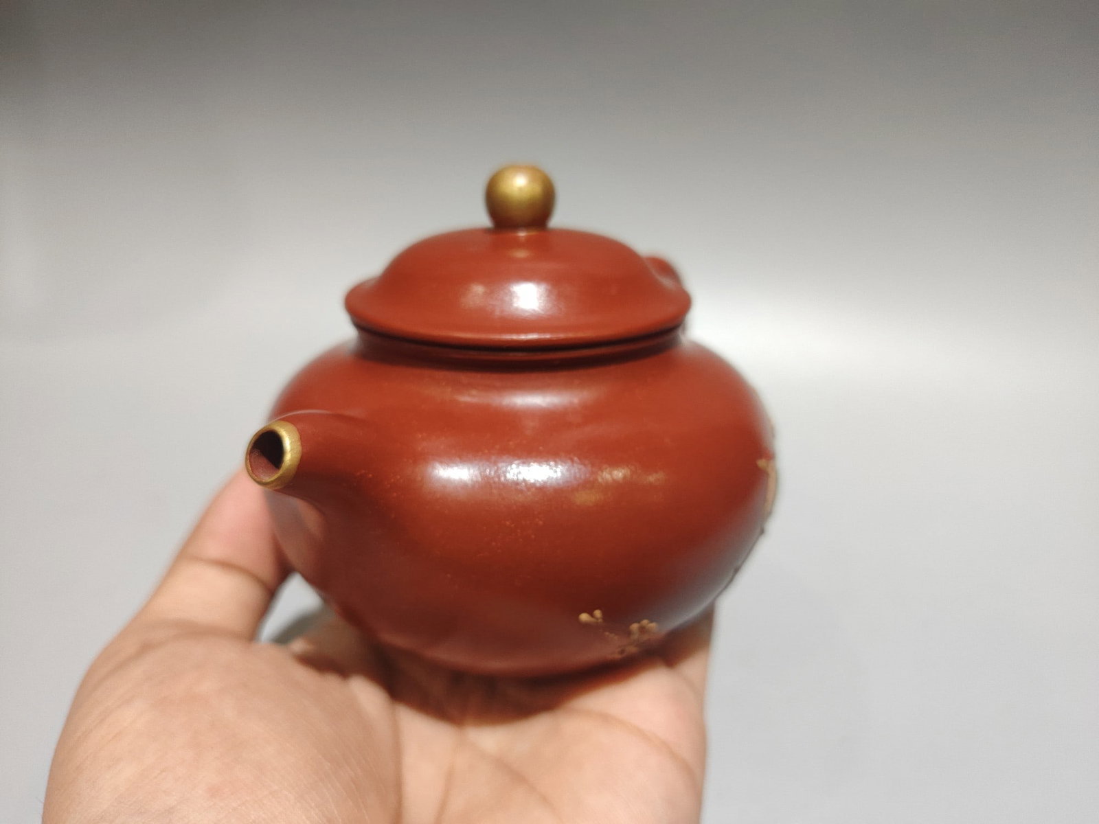 Chinese Yixing Zisha Clay Flower Bird Teapot w Artist Signed - 2
