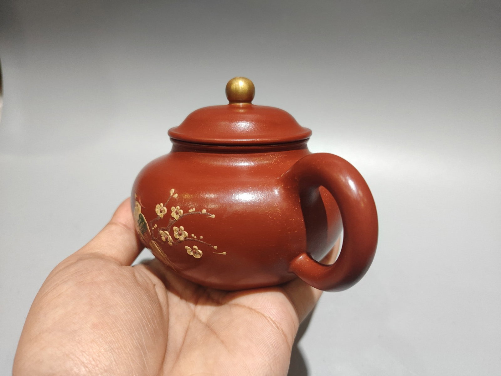 Chinese Yixing Zisha Clay Flower Bird Teapot w Artist Signed - 3