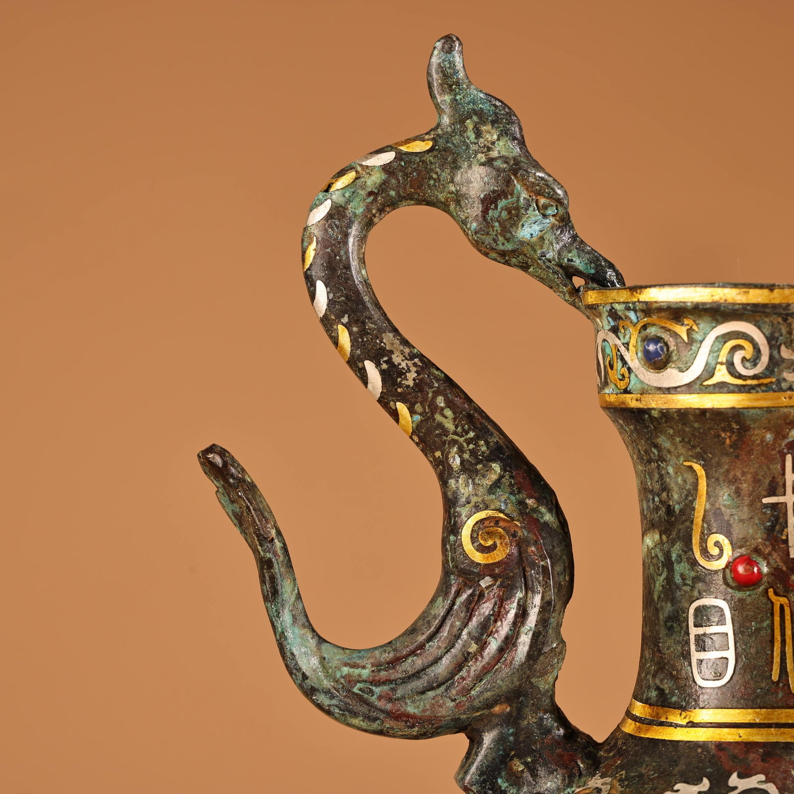 Old Gilt Gold Bronze Double Ear Vase - 4
