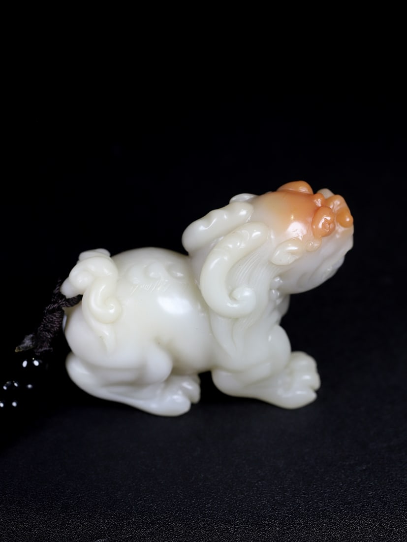 Shoushan Stone Hand Carved Beast Pendant w Box - 9