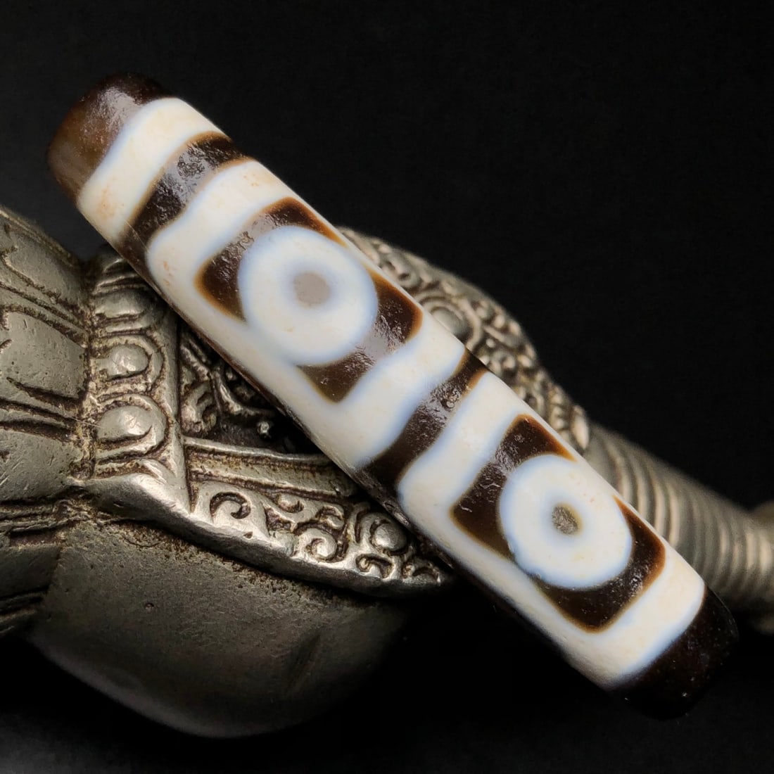Old Four Eyes DZI Agate Pendant - 7