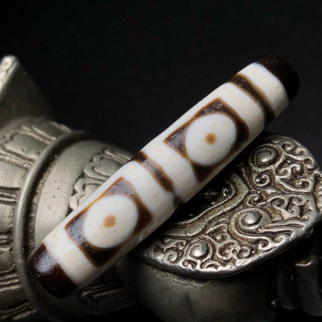 Old Four Eyes DZI Agate Pendant - 8