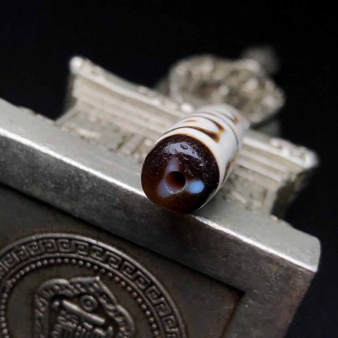 Old Four Eyes DZI Agate Pendant - 9