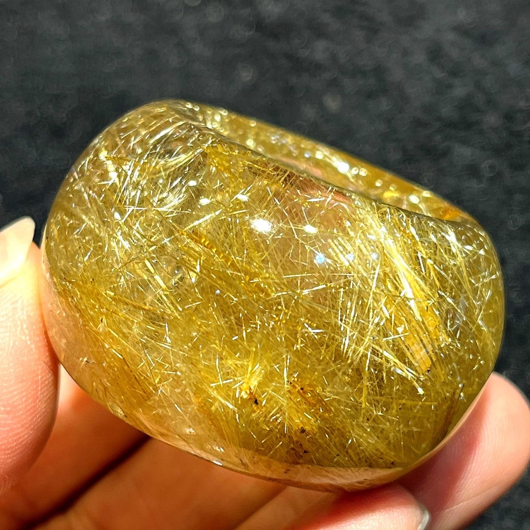 Beautiful Yellow Crystal Thumb Ring 22.7mm I.D. - 4
