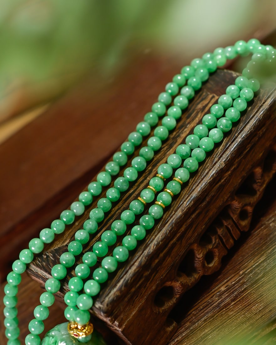 Superb Green Jadeite Ball Pendant & Necklace with Certificate - 4