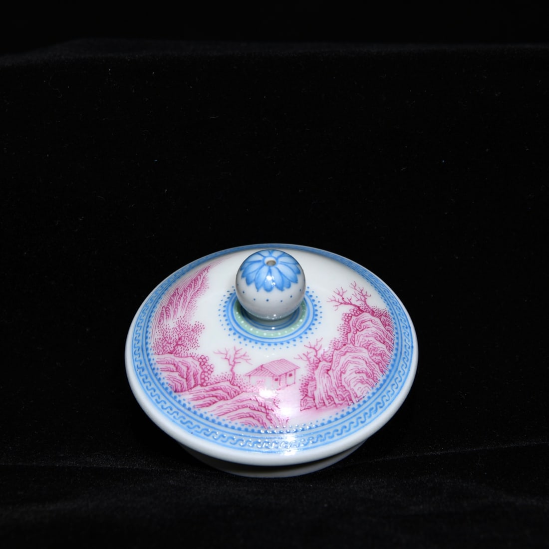 Rouge Red Glaze Mountain River Scene Design Porcelain Teapot - 4