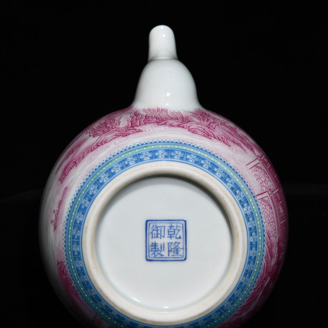 Rouge Red Glaze Mountain River Scene Design Porcelain Teapot - 9