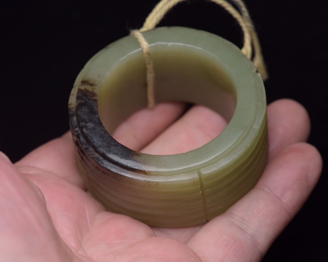 Old Hetian Jade Pendant - Cong - 9