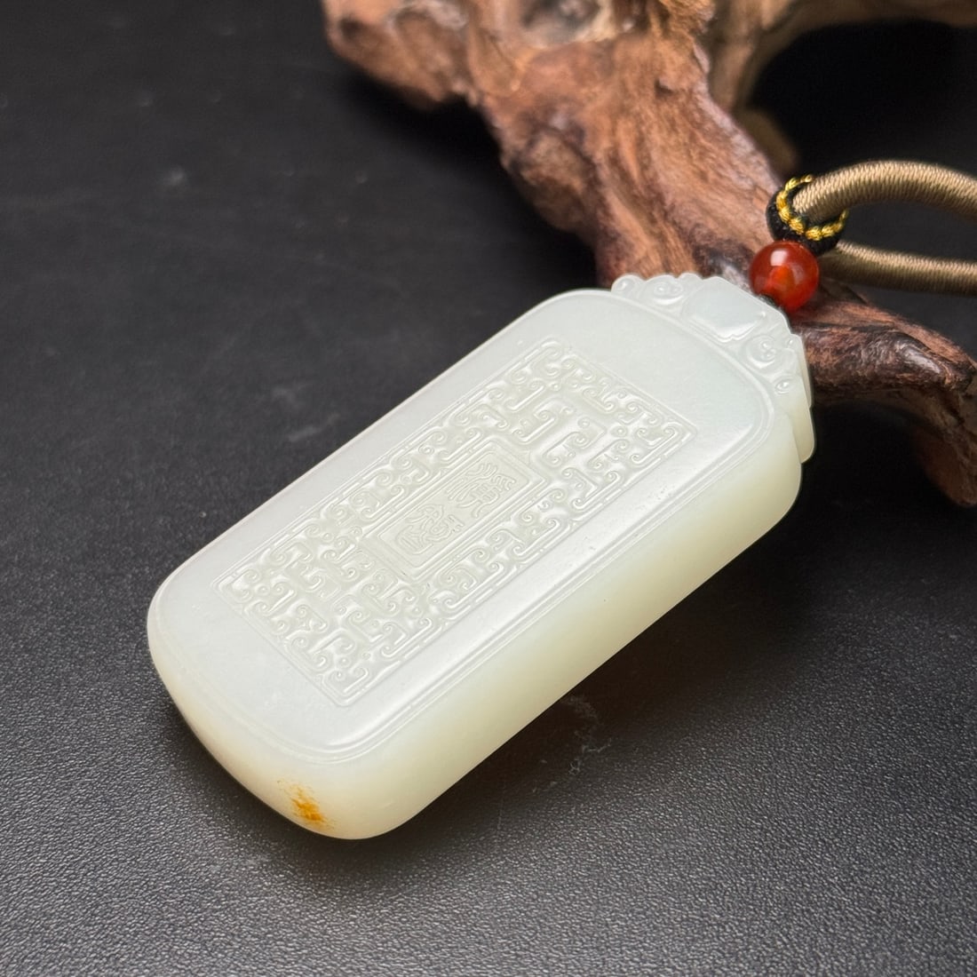 Natural Hetian Jade Hand Carved Tiger Pendant - 4