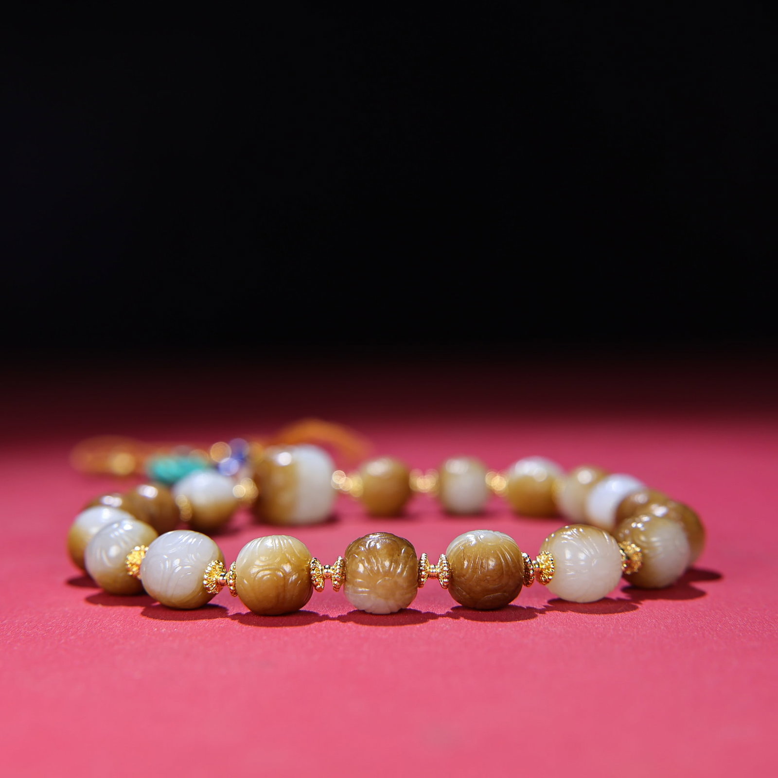 Old Chinese Hetian Jade,Lapis Lazuli,Turquoise Hand Chain - 4