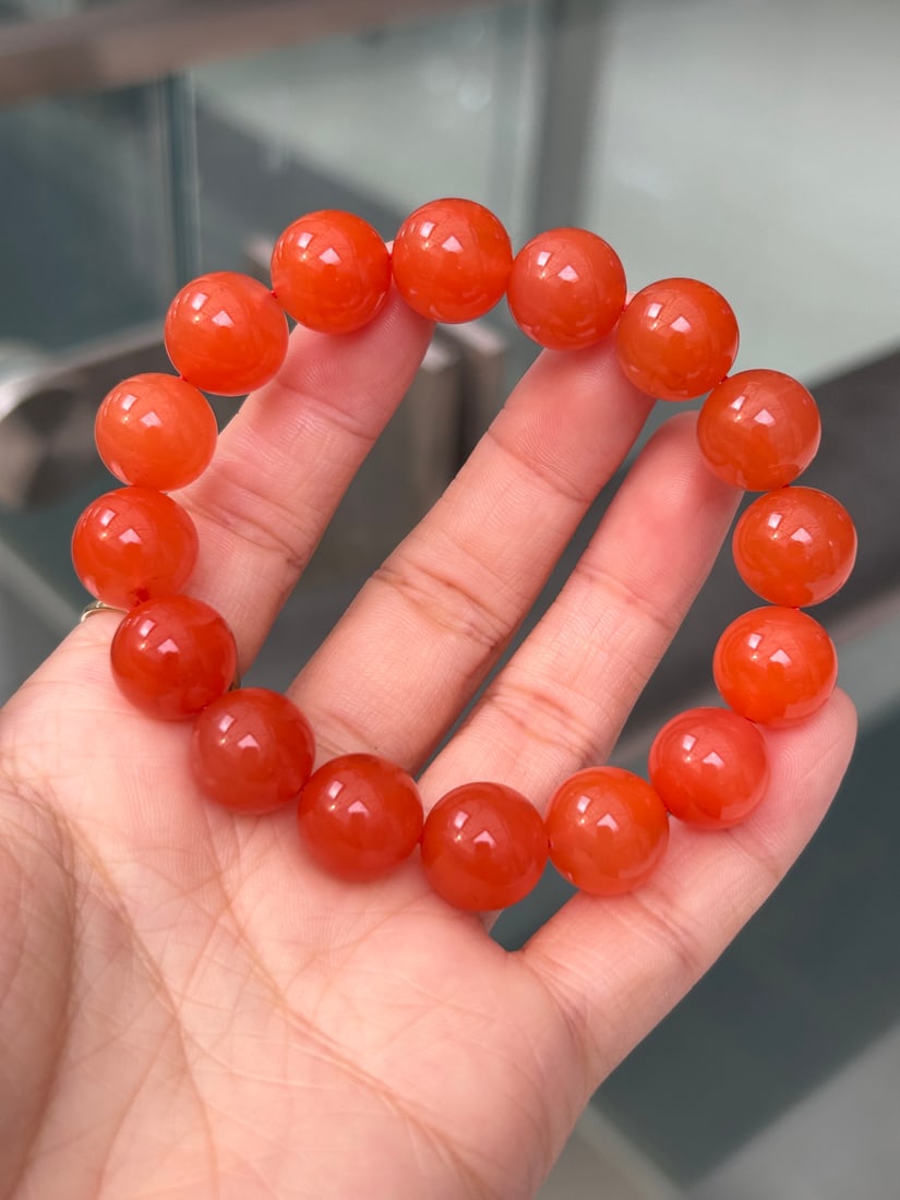 13mm Natural Nanhong Agate Beads Bracelet - 2
