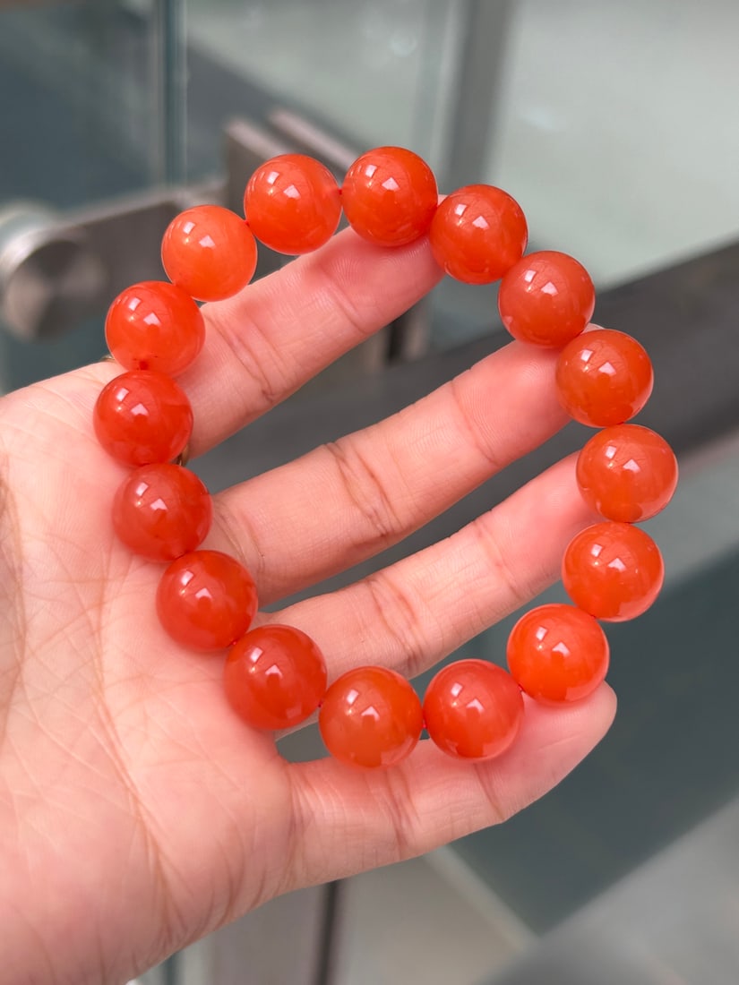 13mm Natural Nanhong Agate Beads Bracelet - 3