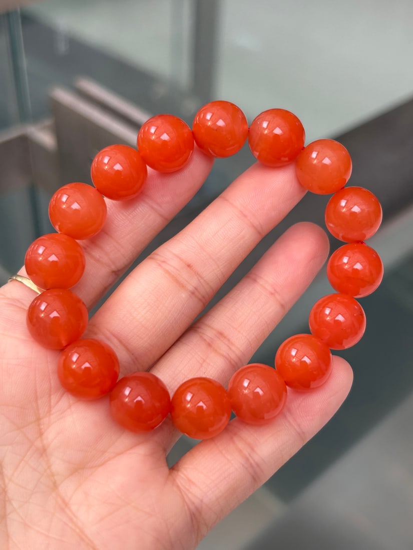 13mm Natural Nanhong Agate Beads Bracelet - 5