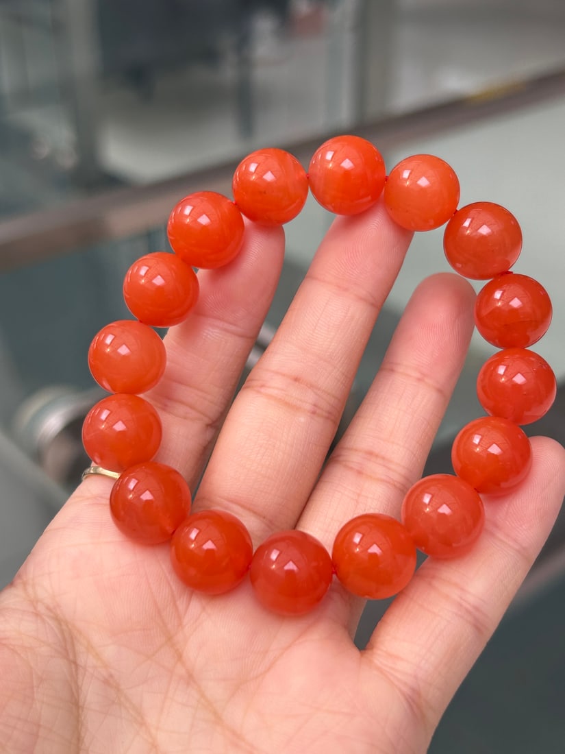 13mm Natural Nanhong Agate Beads Bracelet - 6