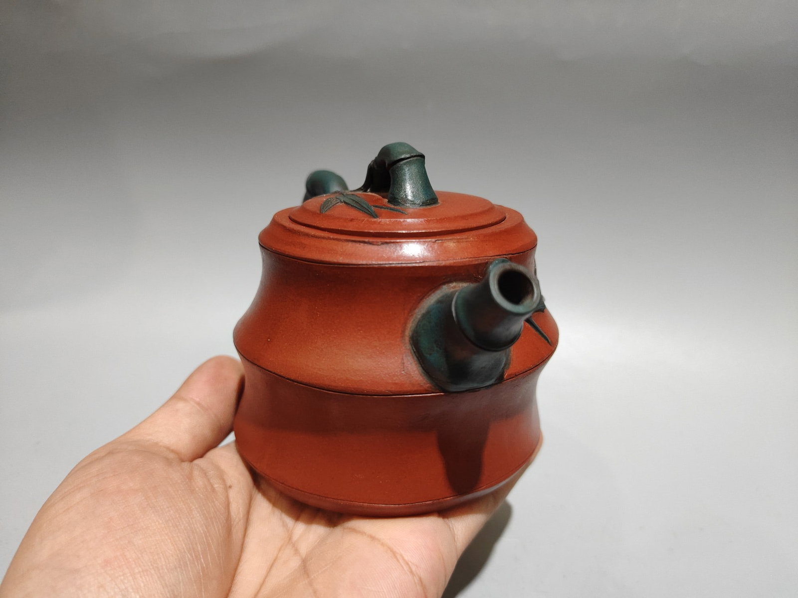 Chinese Yixing Zisha Clay Bamboo Teapot w Artist Signed - 5