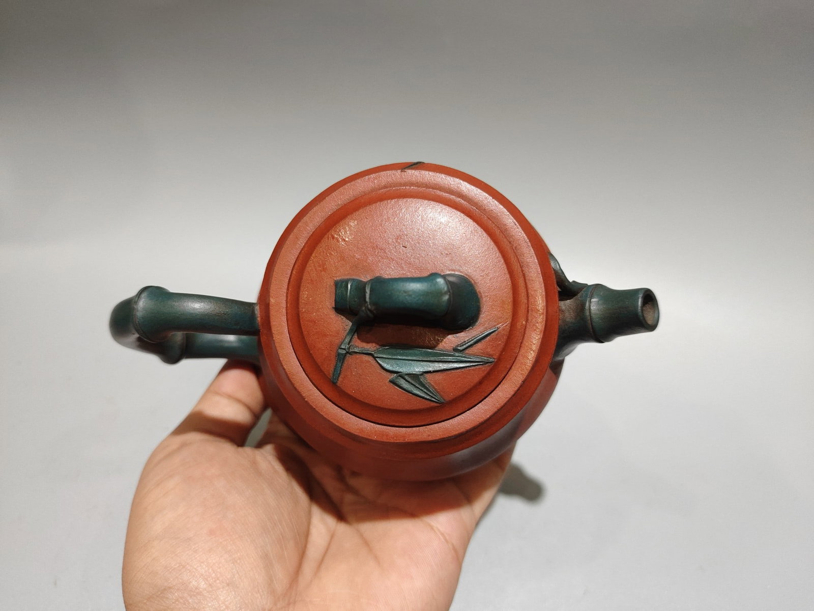 Chinese Yixing Zisha Clay Bamboo Teapot w Artist Signed - 6
